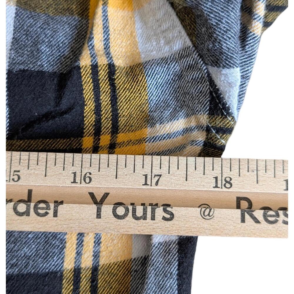 No Boundaries Shirt Mens XS Yellow Black‎ Gray Hooded Flannel Plaid Button Up - Picture 6 of 8